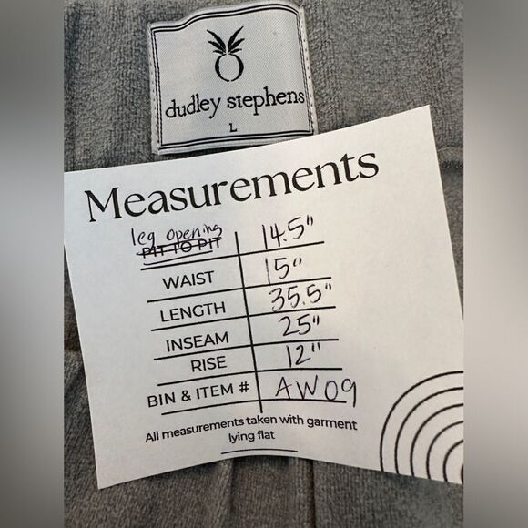 Dudley Stephens Wide Leg Pull On Fleece Pant w/ Pockets Grey Pink Stripe Size L - Picture 13 of 13